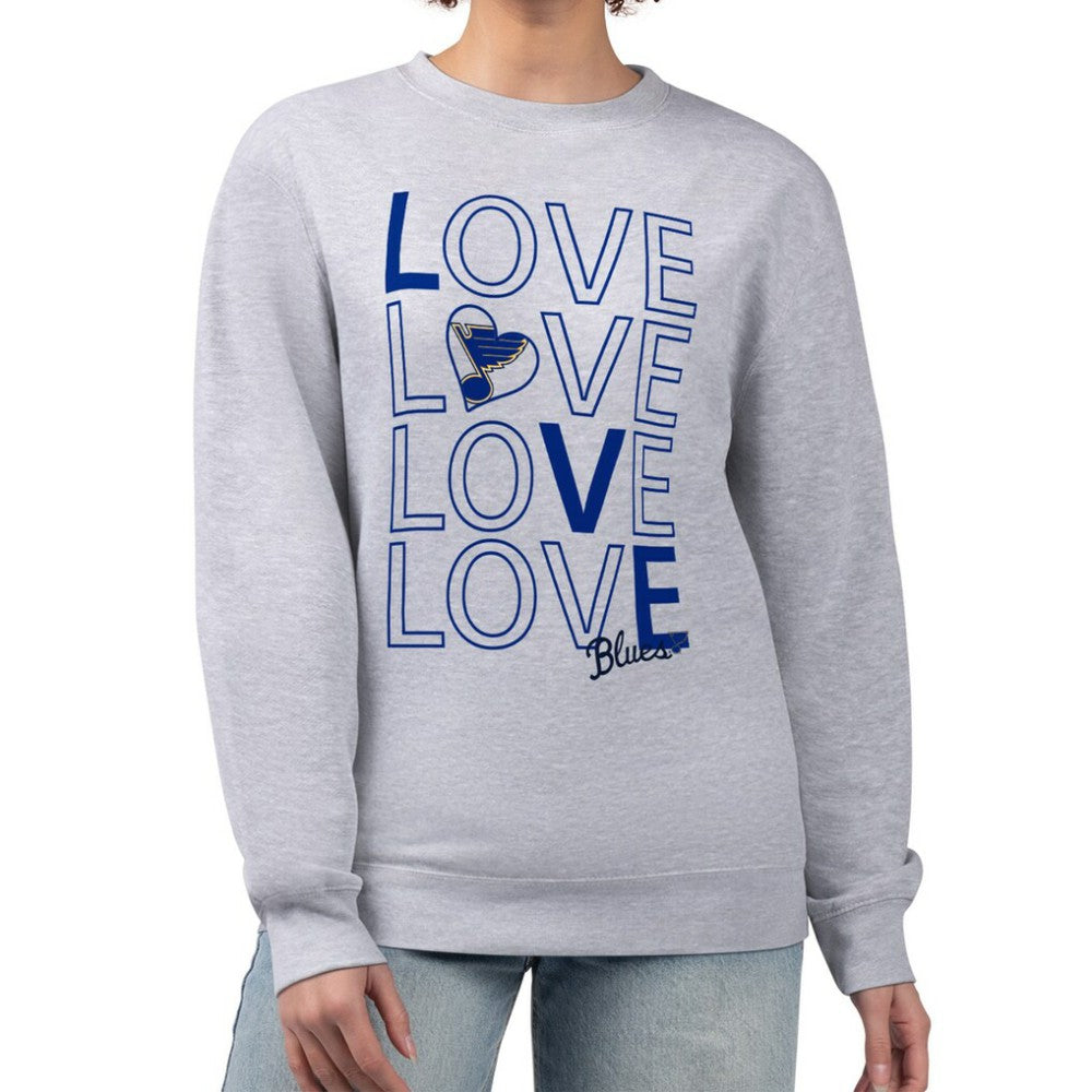 St. Louis Blues G-III 4Her by Carl Banks Women's Lots Of Love Team Logo Graphic Pullover Sweatshirt - Heather Gray | US 201411550