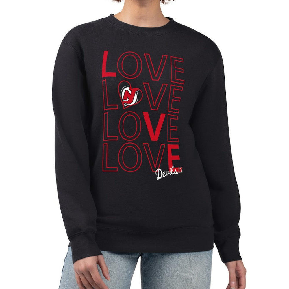 New Jersey Devils G-III 4Her by Carl Banks Women's Lots Of Love Team Logo Graphic Pullover Sweatshirt - Black | US 201411561