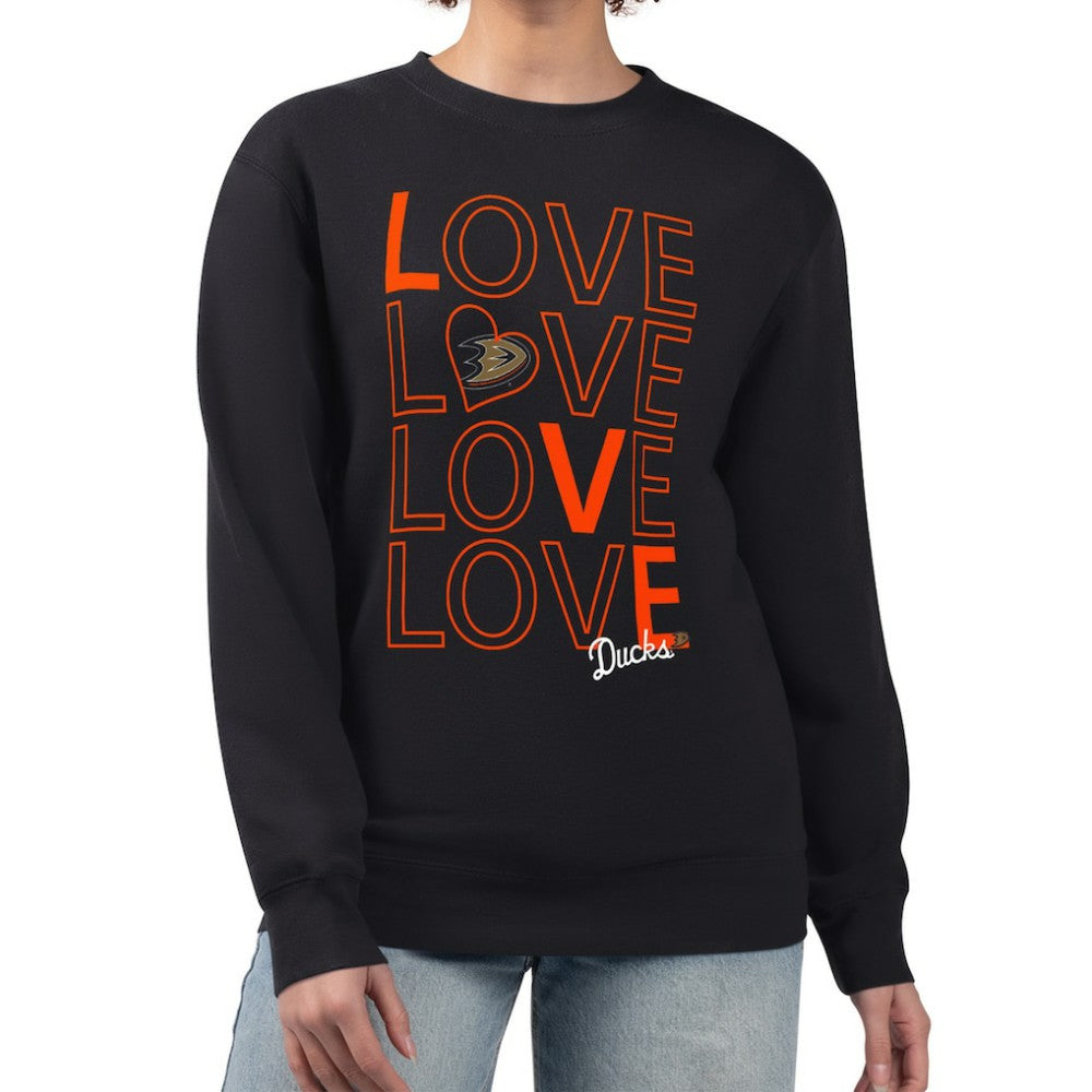 Anaheim Ducks G-III 4Her by Carl Banks Women's Lots Of Love Team Logo Graphic Pullover Sweatshirt - Black | US 201411572