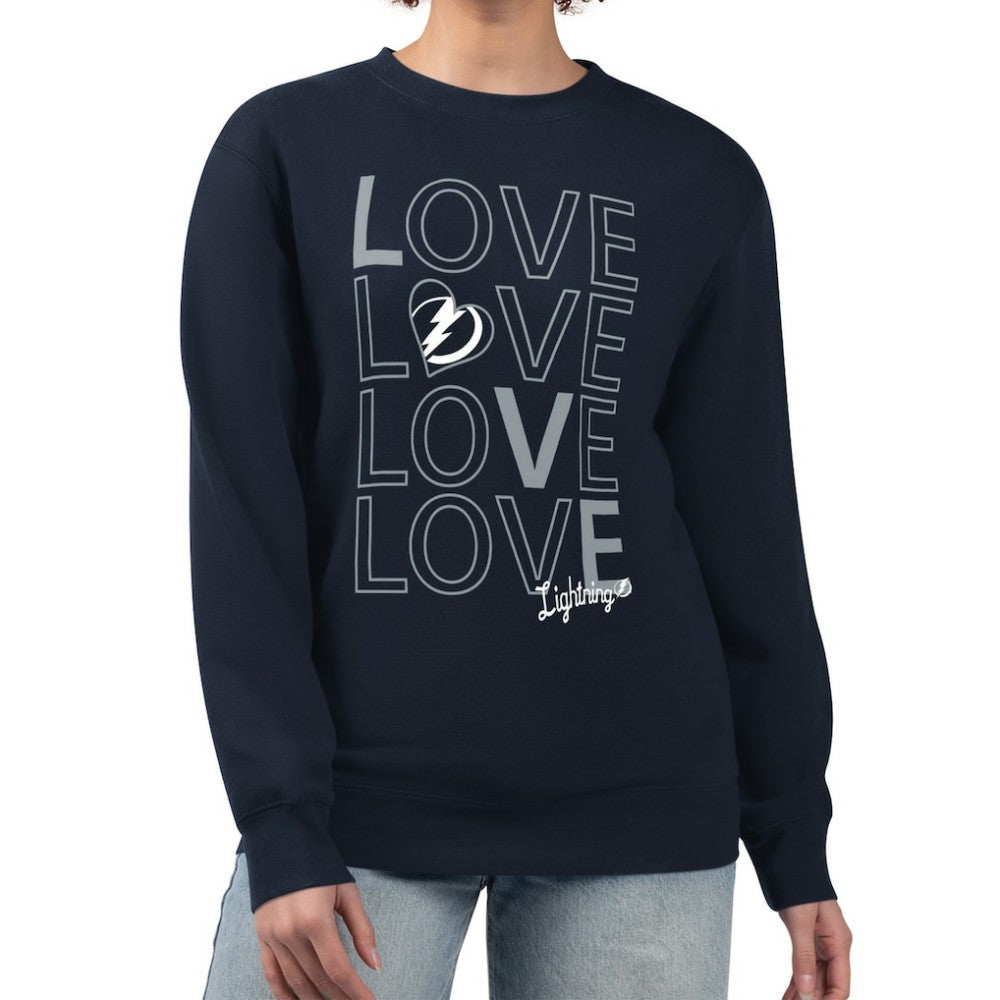 Tampa Bay Lightning G-III 4Her by Carl Banks Women's Lots Of Love Team Logo Graphic Pullover Sweatshirt - Navy | US 201411583