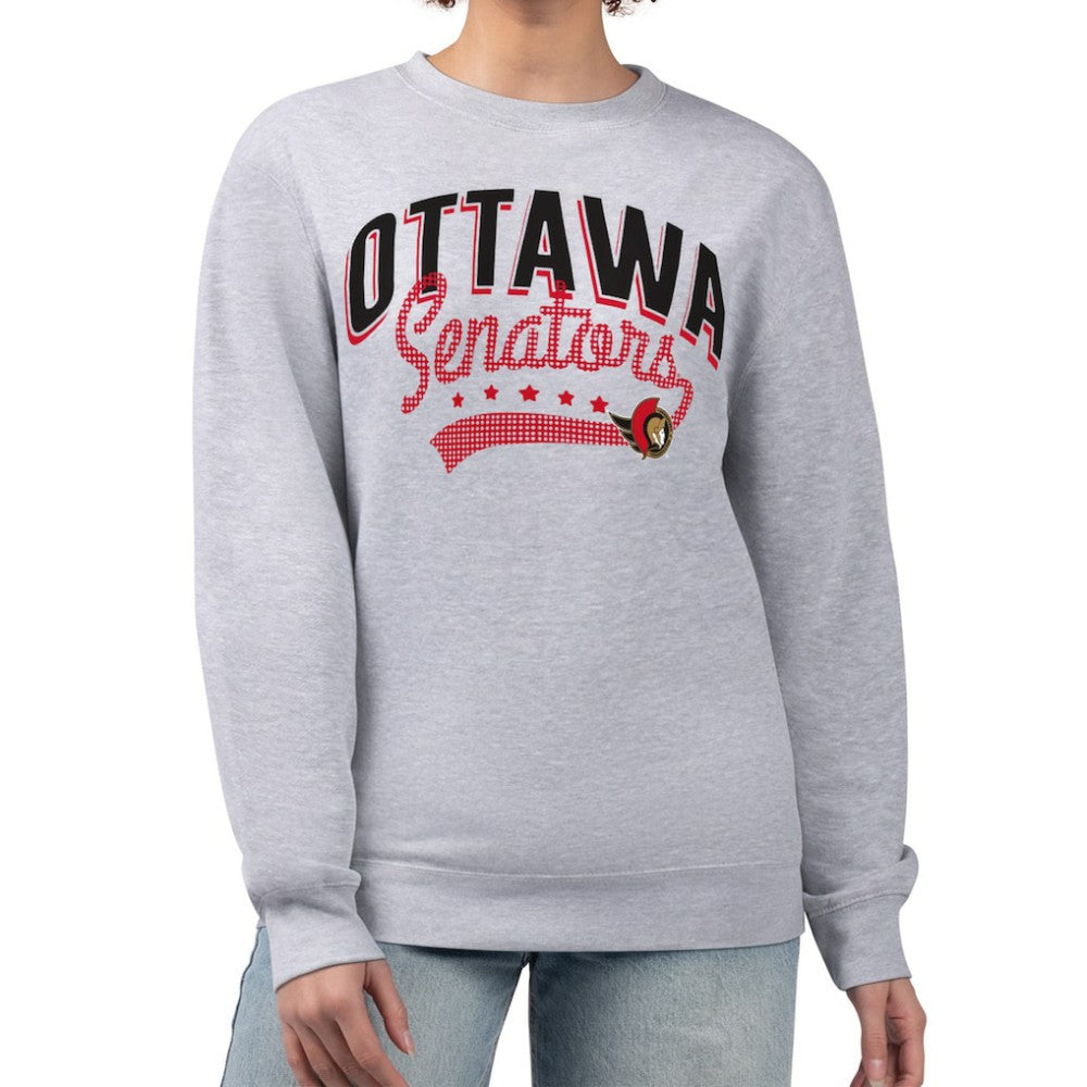 Ottawa Senators G-III 4Her by Carl Banks Women's Filigree Team Graphic Fleece Pullover Sweatshirt - Heather Gray | US 201411594