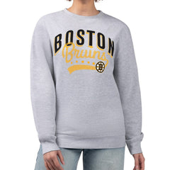 Boston Bruins G-III 4Her by Carl Banks Women's Filigree Team Graphic Fleece Pullover Sweatshirt - Heather Gray | US 201411600
