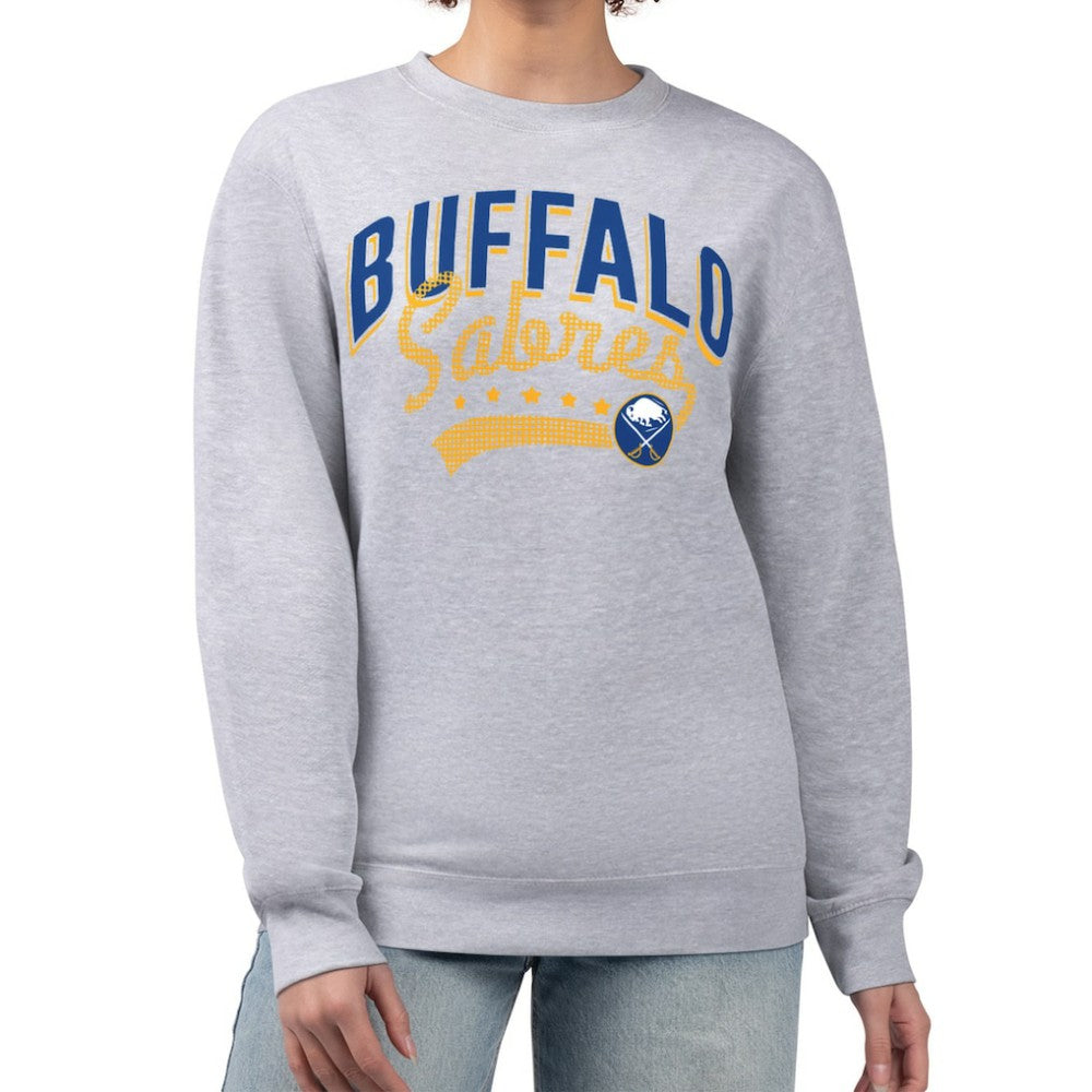 Buffalo Sabres G-III 4Her by Carl Banks Women's Filigree Team Graphic Fleece Pullover Sweatshirt - Heather Gray | US 201411601