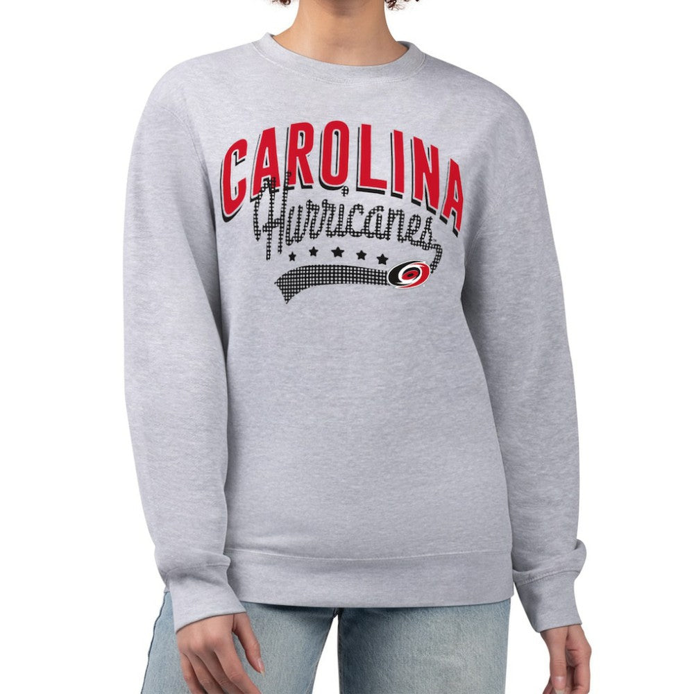 Carolina Hurricanes G-III 4Her by Carl Banks Women's Filigree Team Graphic Fleece Pullover Sweatshirt - Heather Gray | US 201411603