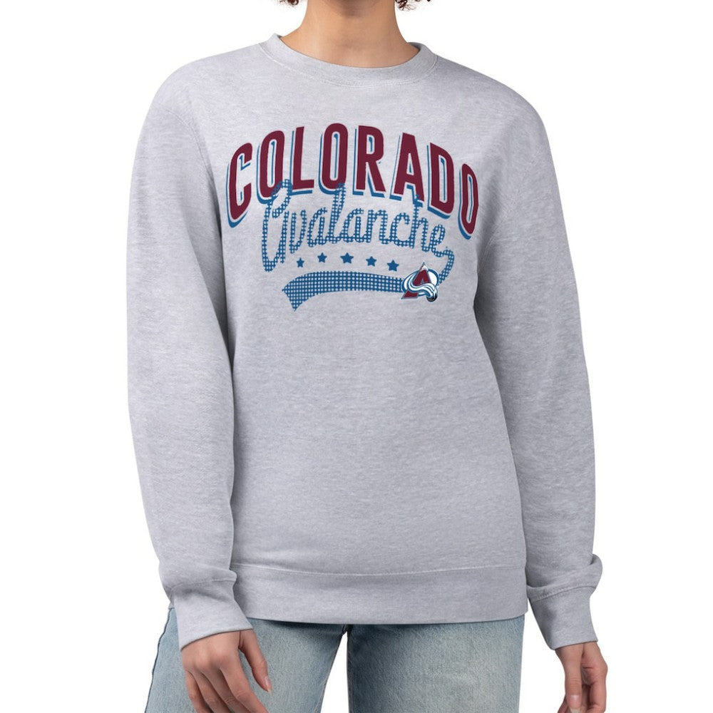 Colorado Avalanche G-III 4Her by Carl Banks Women's Filigree Team Graphic Fleece Pullover Sweatshirt - Heather Gray | US 201411605