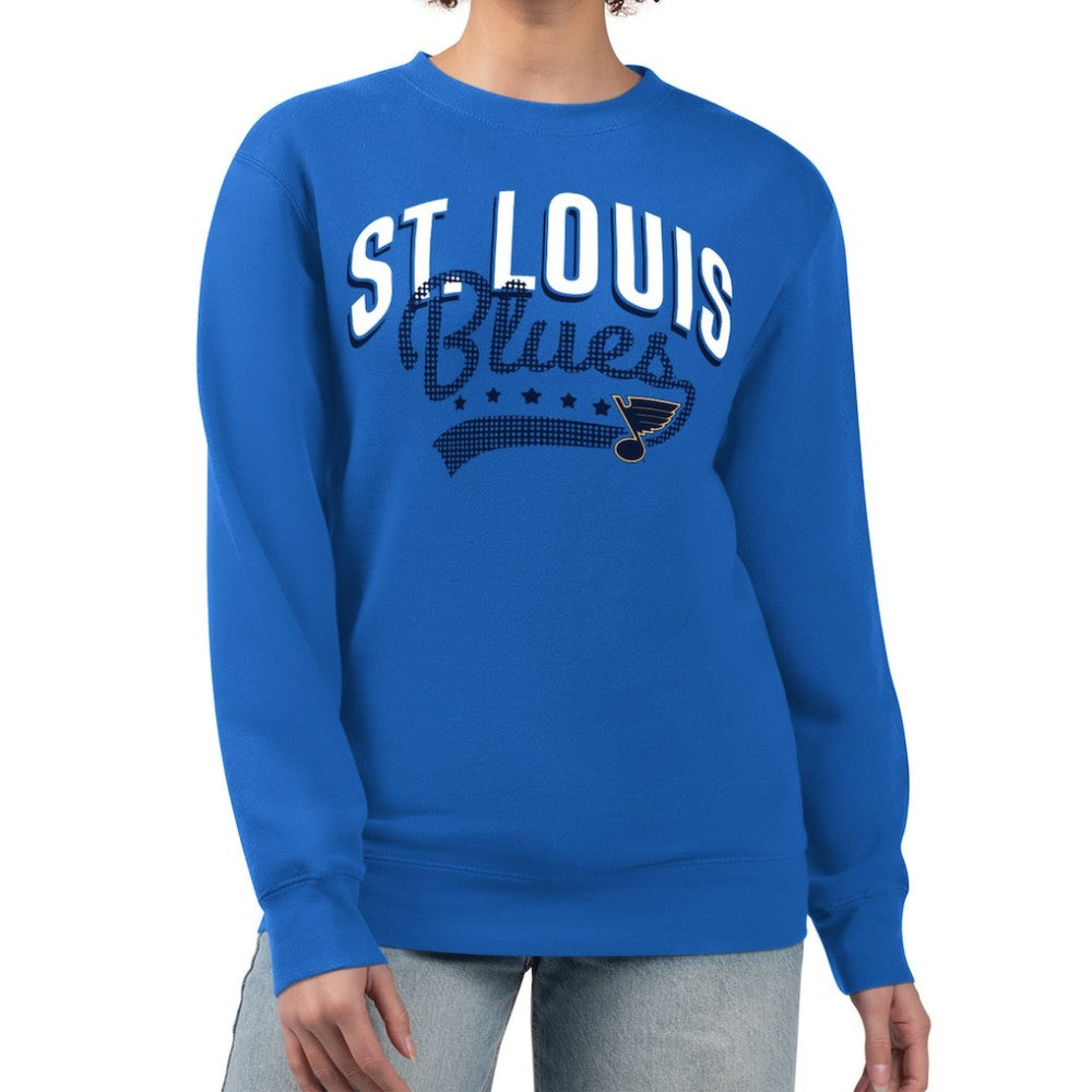 St. Louis Blues G-III 4Her by Carl Banks Women's Filigree Team Graphic Fleece Pullover Sweatshirt - Blue | US 201411607