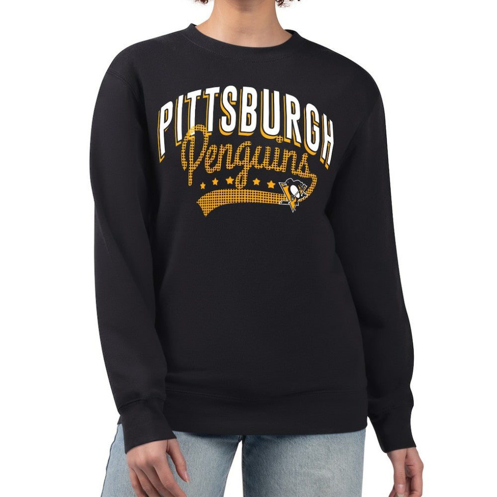 Pittsburgh Penguins G-III 4Her by Carl Banks Women's Filigree Team Graphic Fleece Pullover Sweatshirt - Black | US 201411616