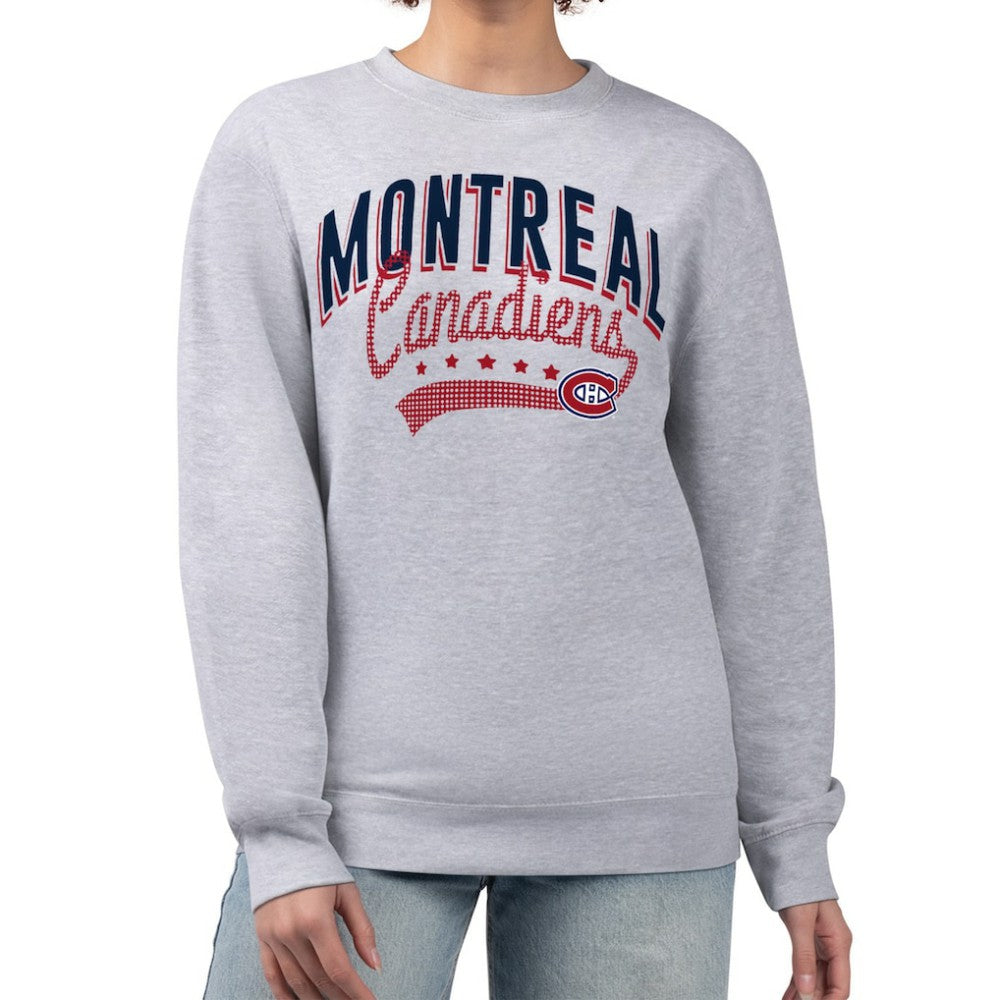 Montreal Canadiens G-III 4Her by Carl Banks Women's Filigree Team Graphic Fleece Pullover Sweatshirt - Heather Gray | US 201411622