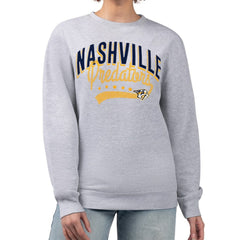 Nashville Predators G-III 4Her by Carl Banks Women's Filigree Team Graphic Fleece Pullover Sweatshirt - Heather Gray | US 201411623