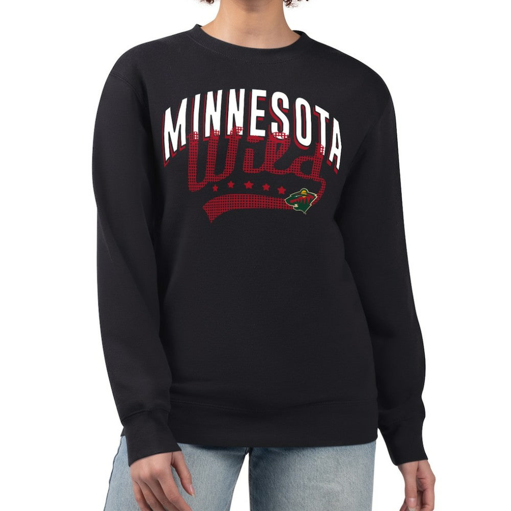 Minnesota Wild G-III 4Her by Carl Banks Women's Filigree Team Graphic Fleece Pullover Sweatshirt - Black | US 201411624