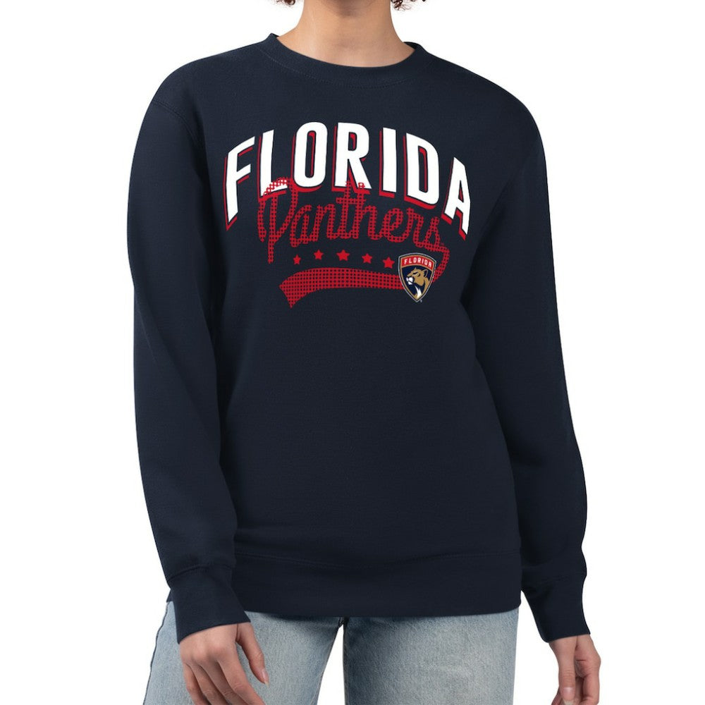 Florida Panthers G-III 4Her by Carl Banks Women's Filigree Team Graphic Fleece Pullover Sweatshirt - Navy | US 201411627
