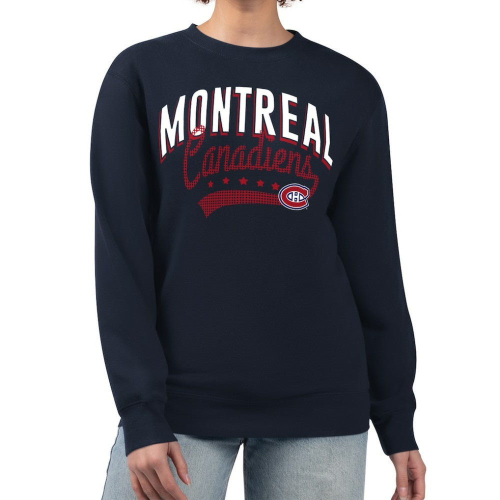 Montreal Canadiens G-III 4Her by Carl Banks Women's Filigree Team Graphic Fleece Pullover Sweatshirt - Navy | US 201411628