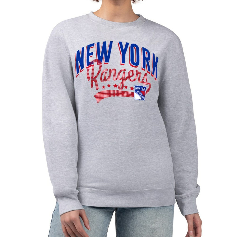 New York Rangers G-III 4Her by Carl Banks Women's Filigree Team Graphic Fleece Pullover Sweatshirt - Heather Gray | US 201411631