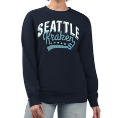 Seattle Kraken G-III 4Her by Carl Banks Women's Filigree Team Graphic Fleece Pullover Sweatshirt - Deep Sea Blue | US 201411632
