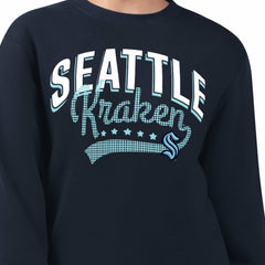 Seattle Kraken G-III 4Her by Carl Banks Women's Filigree Team Graphic Fleece Pullover Sweatshirt - Deep Sea Blue | US 201411632