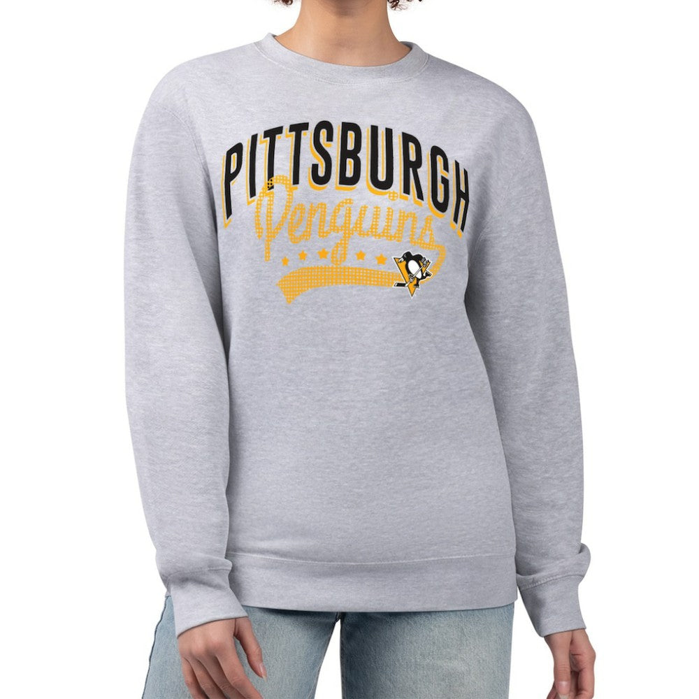 Pittsburgh Penguins G-III 4Her by Carl Banks Women's Filigree Team Graphic Fleece Pullover Sweatshirt - Heather Gray | US 201411638