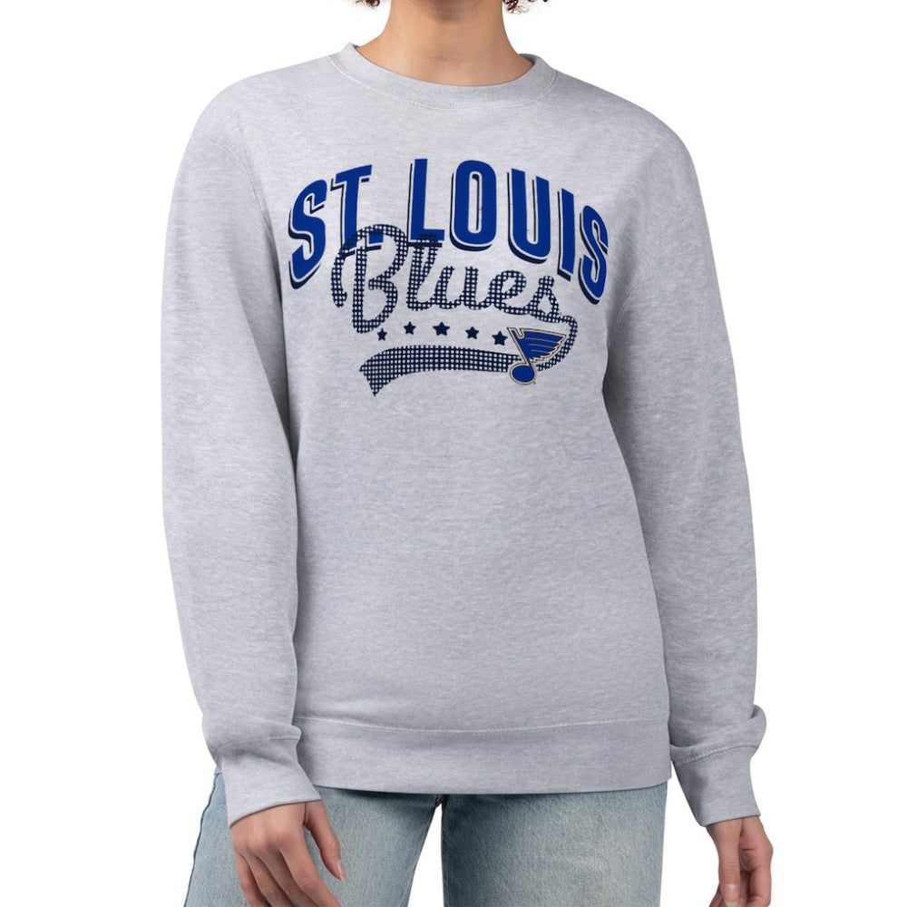 St. Louis Blues G-III 4Her by Carl Banks Women's Filigree Team Graphic Fleece Pullover Sweatshirt - Heather Gray | US 201411643