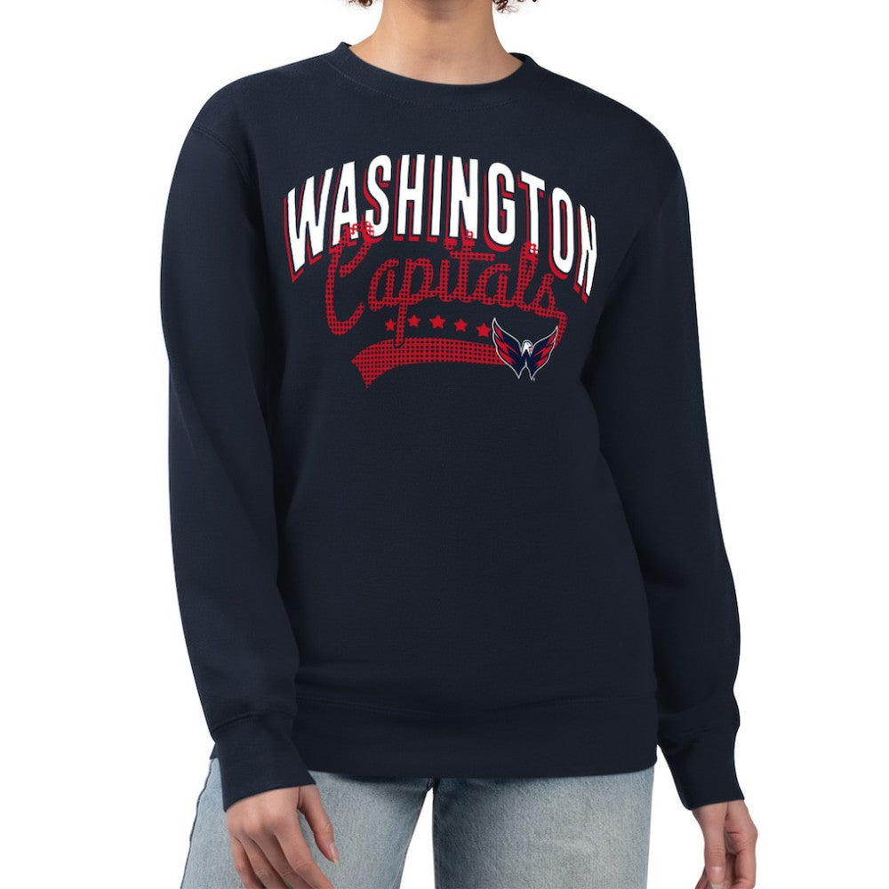 Washington Capitals G-III 4Her by Carl Banks Women's Filigree Team Graphic Fleece Pullover Sweatshirt - Navy | US 201411645