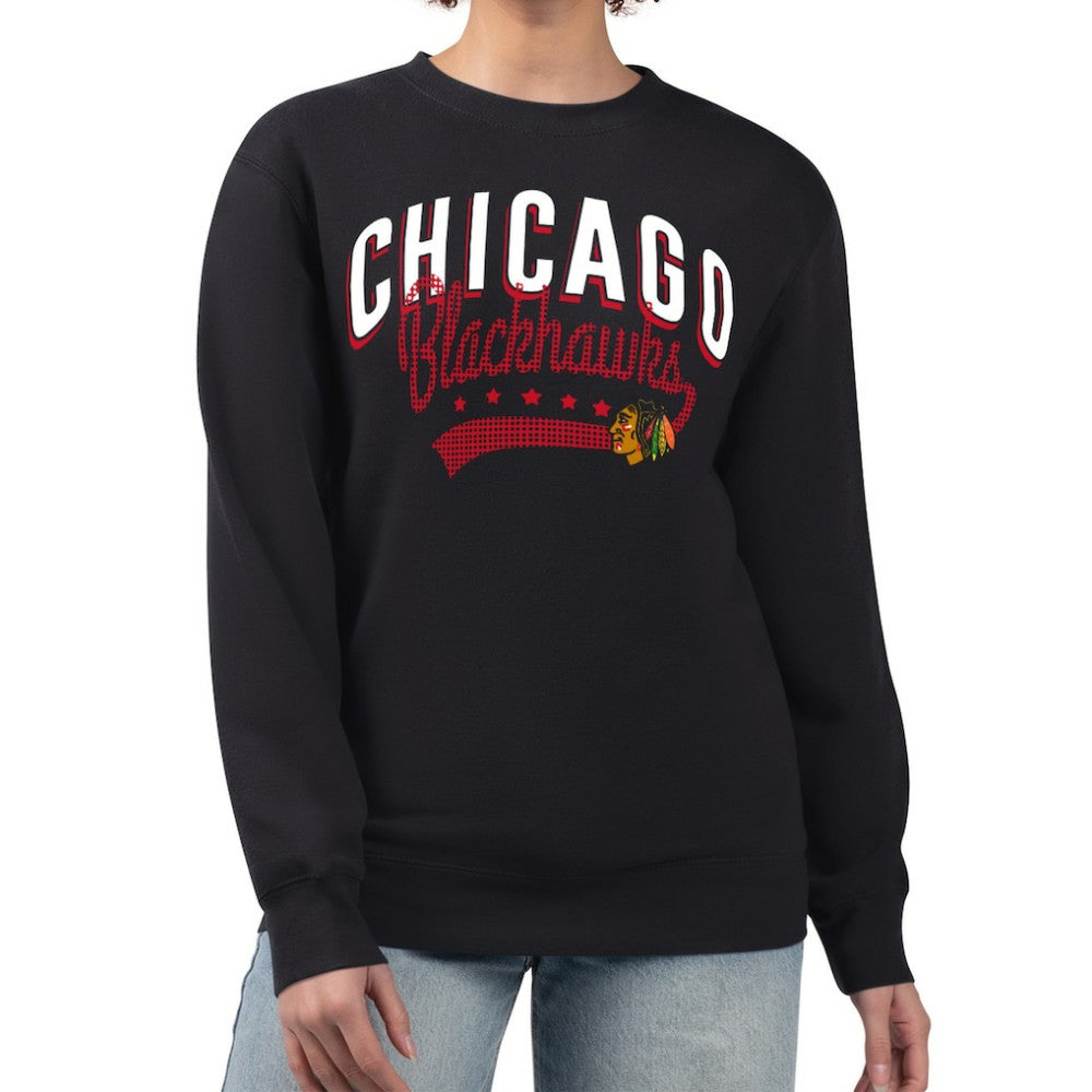 Chicago Blackhawks G-III 4Her by Carl Banks Women's Filigree Team Graphic Fleece Pullover Sweatshirt - Black | US 201411650