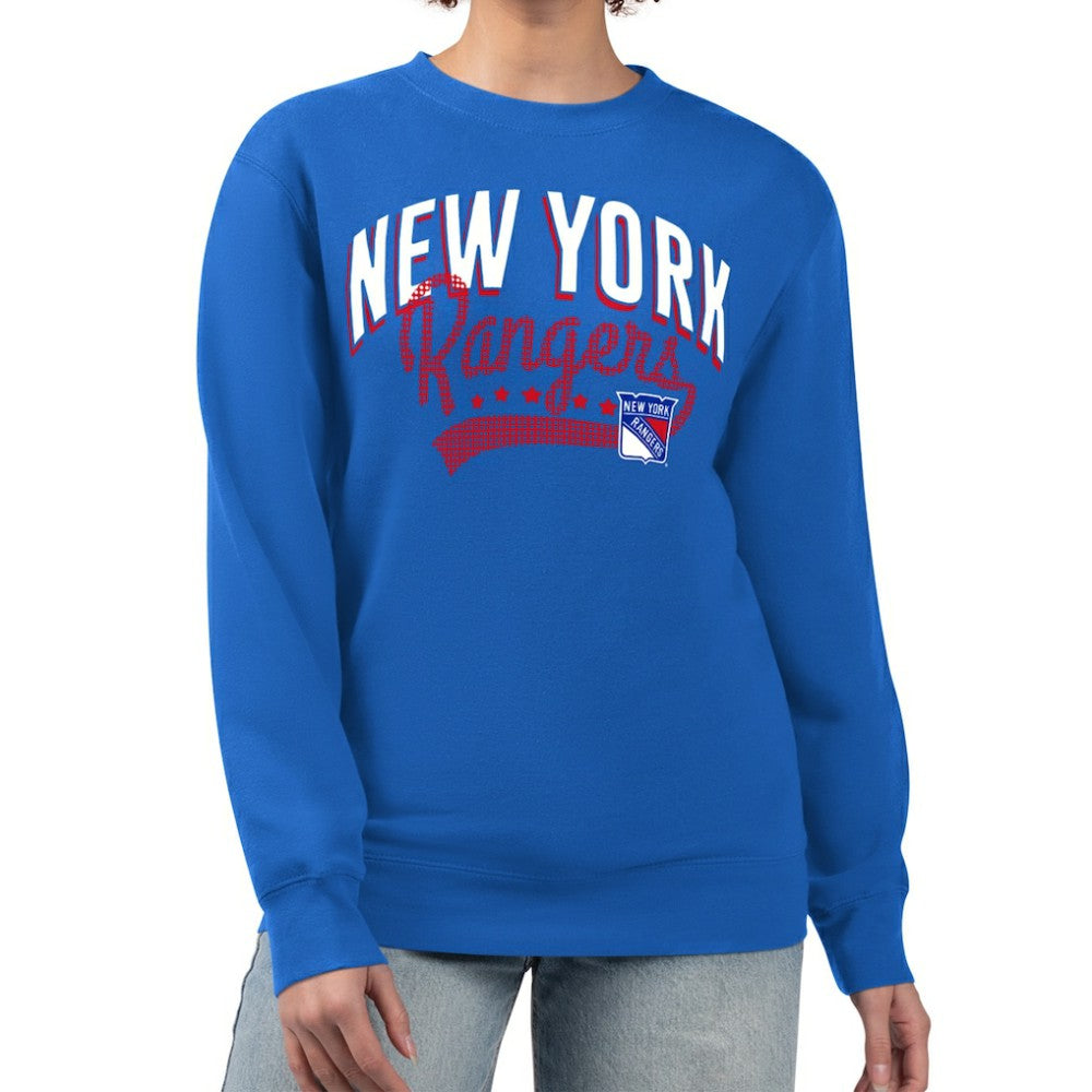 New York Rangers G-III 4Her by Carl Banks Women's Filigree Team Graphic Fleece Pullover Sweatshirt - Blue | US 201411652