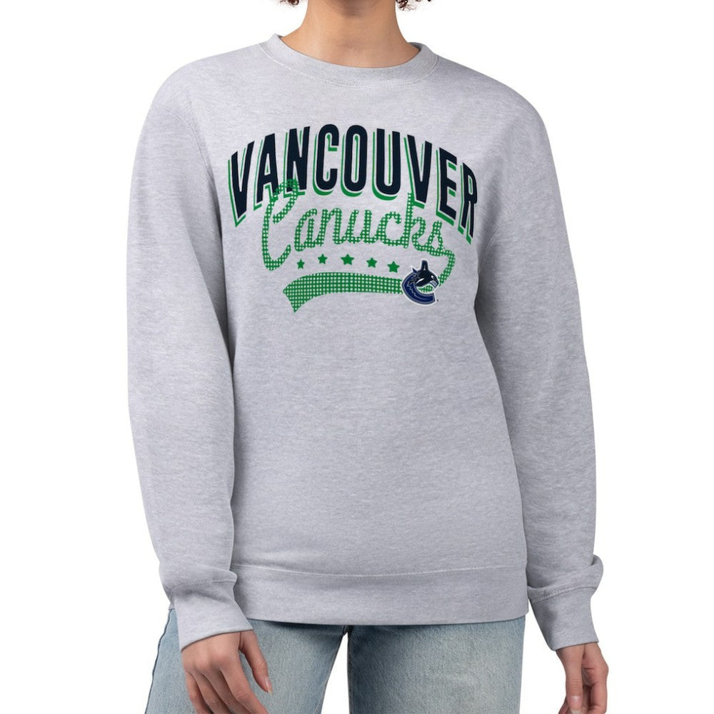 Vancouver Canucks G-III 4Her by Carl Banks Women's Filigree Team Graphic Fleece Pullover Sweatshirt - Heather Gray | US 201411658