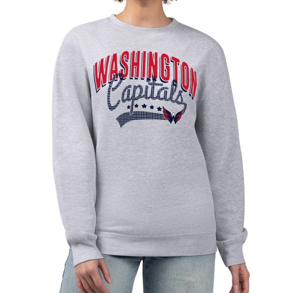 Washington Capitals G-III 4Her by Carl Banks Women's Filigree Team Graphic Fleece Pullover Sweatshirt - Heather Gray | US 201411660