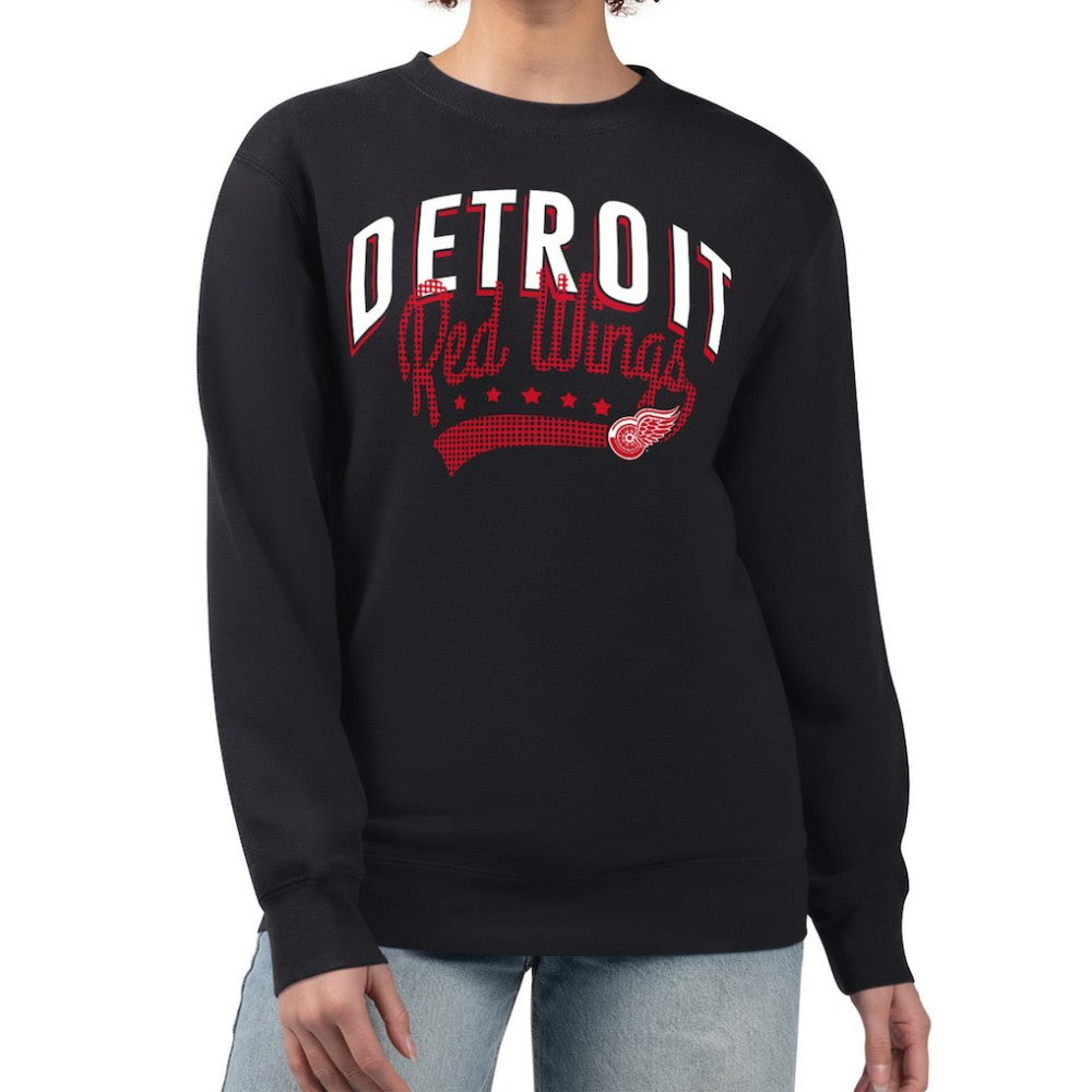 Detroit Red Wings G-III 4Her by Carl Banks Women's Filigree Team Graphic Fleece Pullover Sweatshirt - Black | US 201411661