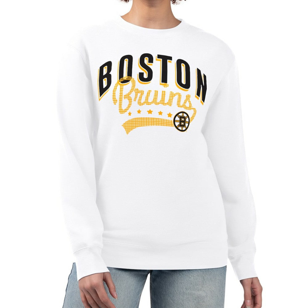 Boston Bruins G-III 4Her by Carl Banks Women's Filigree Team Graphic Fleece Pullover Sweatshirt - White | US 201411663