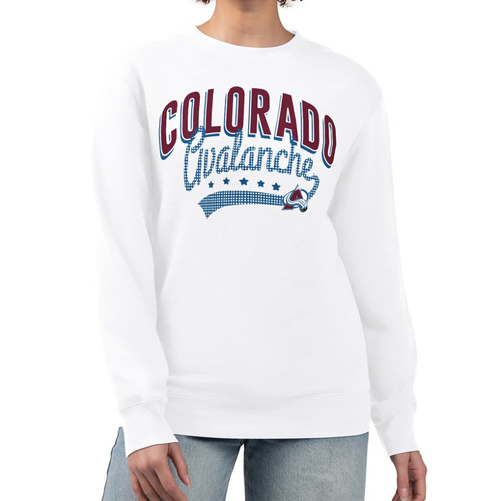 Colorado Avalanche G-III 4Her by Carl Banks Women's Filigree Team Graphic Fleece Pullover Sweatshirt - White | US 201411666