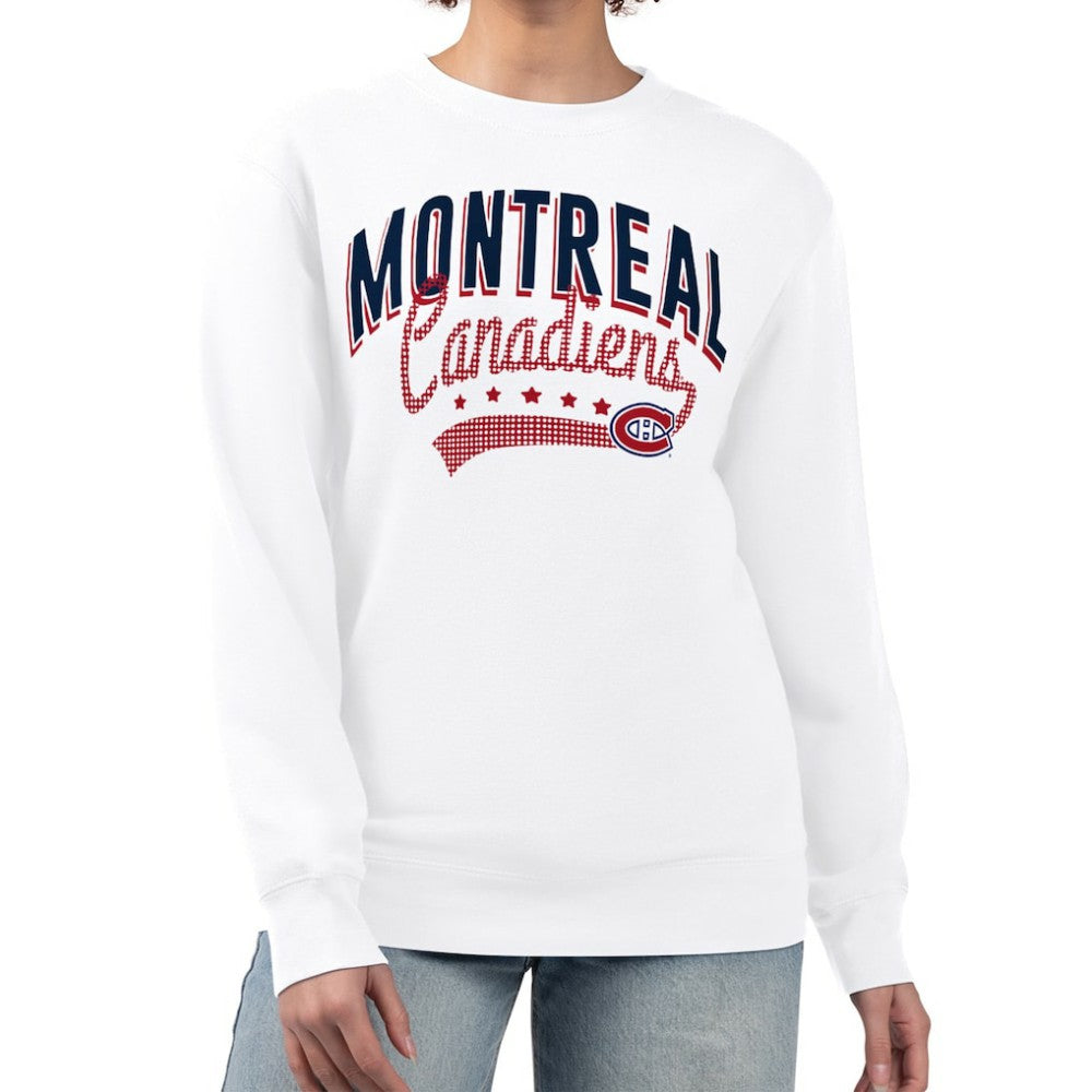 Montreal Canadiens G-III 4Her by Carl Banks Women's Filigree Team Graphic Fleece Pullover Sweatshirt - White | US 201411674