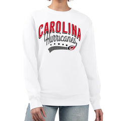 Carolina Hurricanes G-III 4Her by Carl Banks Women's Filigree Team Graphic Fleece Pullover Sweatshirt - White | US 201411676