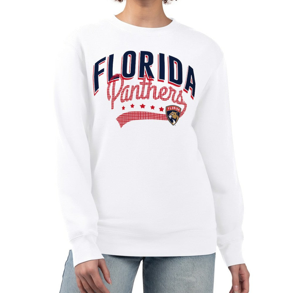 Florida Panthers G-III 4Her by Carl Banks Women's Filigree Team Graphic Fleece Pullover Sweatshirt - White | US 201411680
