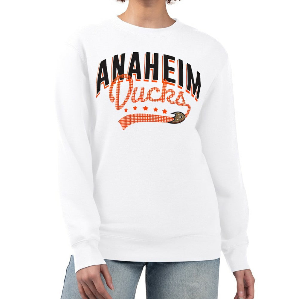 Anaheim Ducks G-III 4Her by Carl Banks Women's Filigree Team Graphic Fleece Pullover Sweatshirt - White | US 201411683