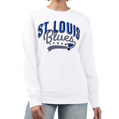 St. Louis Blues G-III 4Her by Carl Banks Women's Filigree Team Graphic Fleece Pullover Sweatshirt - White | US 201411686