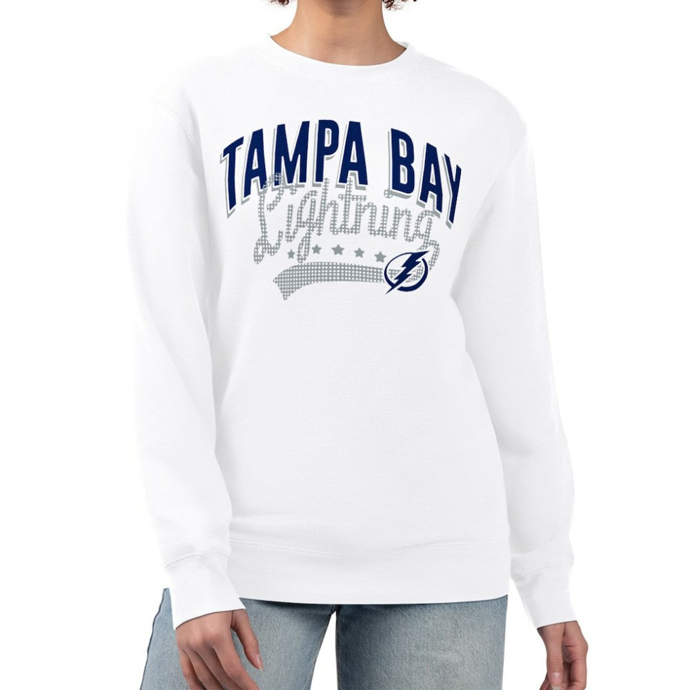 Tampa Bay Lightning G-III 4Her by Carl Banks Women's Filigree Team Graphic Fleece Pullover Sweatshirt - White | US 201411689