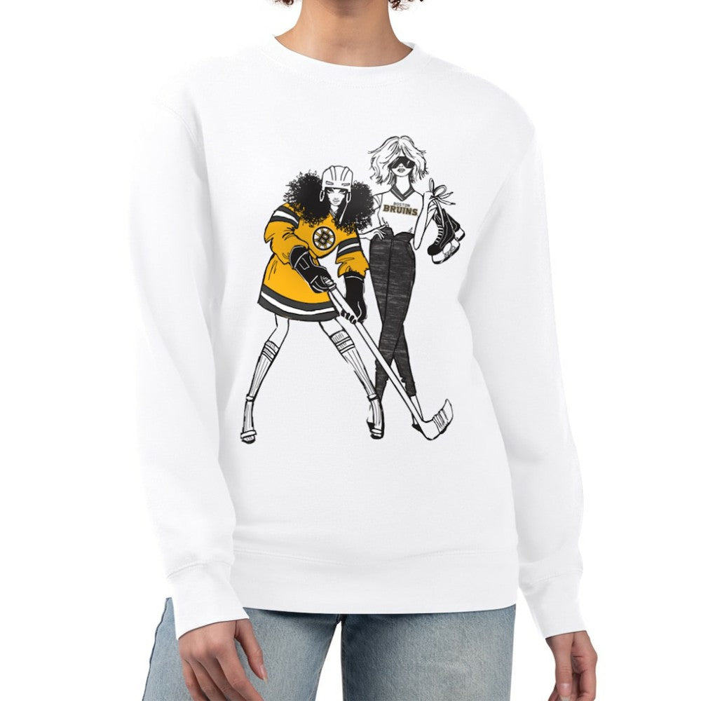 Boston Bruins G-III 4Her by Carl Banks Women's Hockey Girls Team Graphic Fleece Pullover Sweatshirt - White | US 201411695