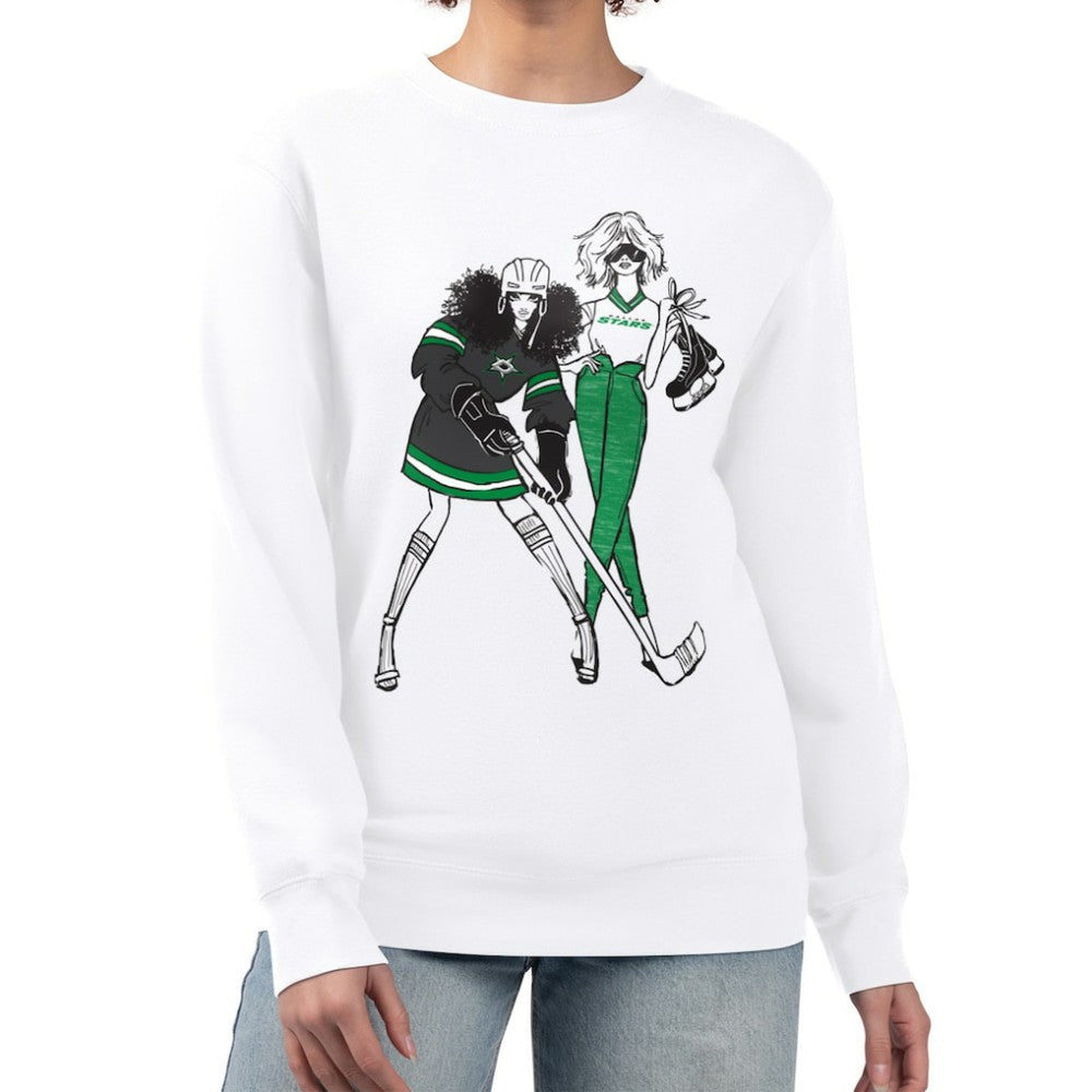 Dallas Stars G-III 4Her by Carl Banks Women's Hockey Girls Team Graphic Fleece Pullover Sweatshirt - White | US 201411699