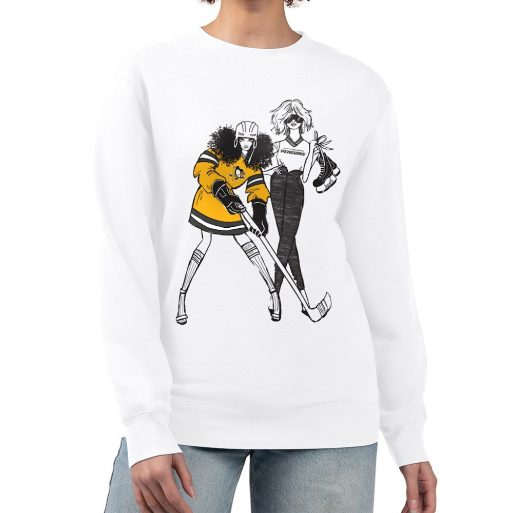 Pittsburgh Penguins G-III 4Her by Carl Banks Women's Hockey Girls Team Graphic Fleece Pullover Sweatshirt - White | US 201411710