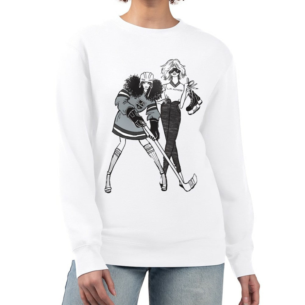 Los Angeles Kings G-III 4Her by Carl Banks Women's Hockey Girls Team Graphic Fleece Pullover Sweatshirt - White | US 201411723