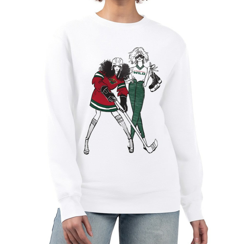 Minnesota Wild G-III 4Her by Carl Banks Women's Hockey Girls Team Graphic Fleece Pullover Sweatshirt - White | US 201411724