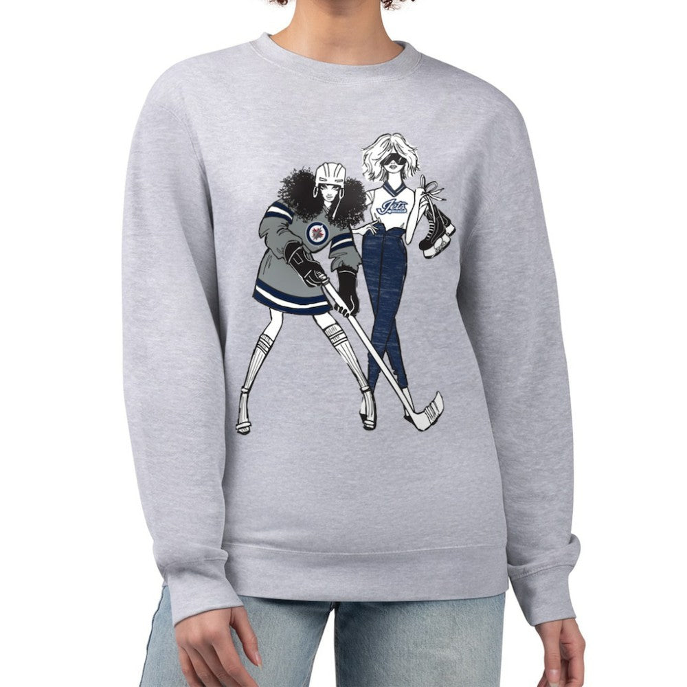 Winnipeg Jets G-III 4Her by Carl Banks Women's Hockey Girls Team Graphic Fleece Pullover Sweatshirt - Heather Gray | US 201411726
