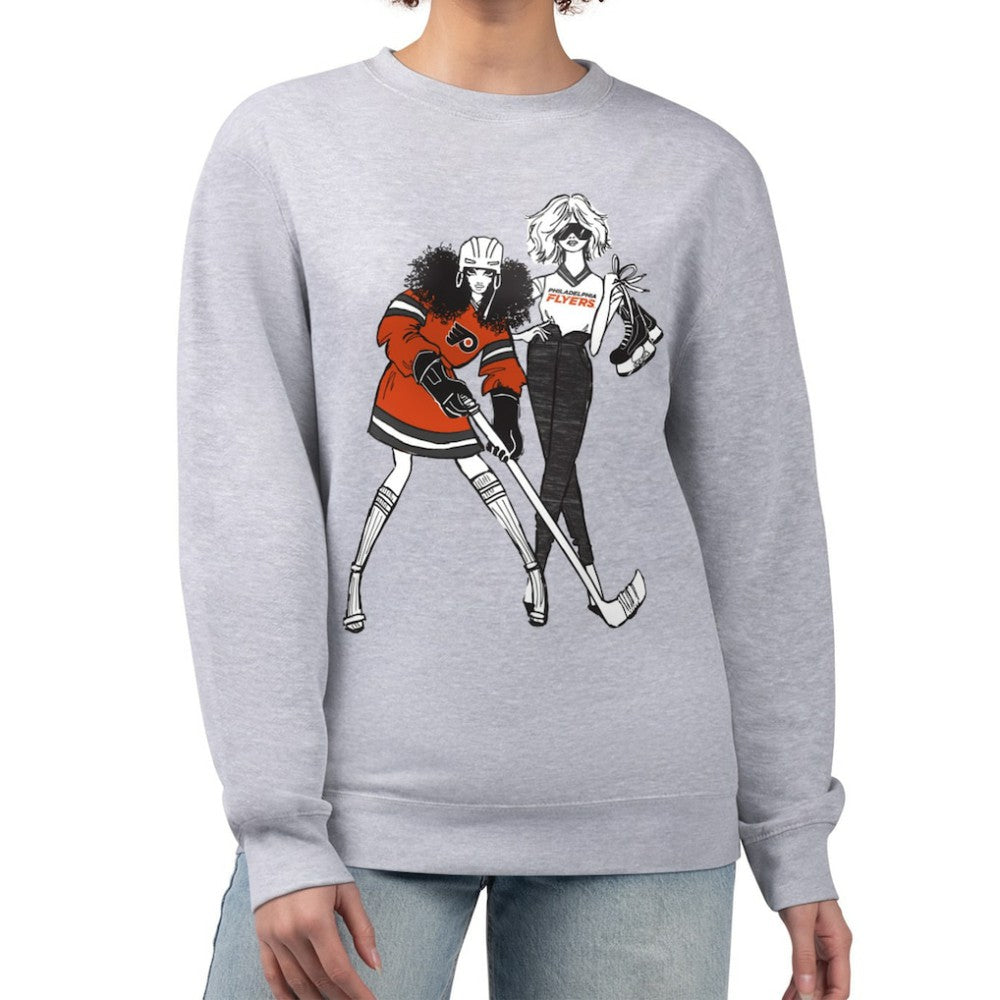 Philadelphia Flyers G-III 4Her by Carl Banks Women's Hockey Girls Team Graphic Fleece Pullover Sweatshirt - Heather Gray | US 201411735
