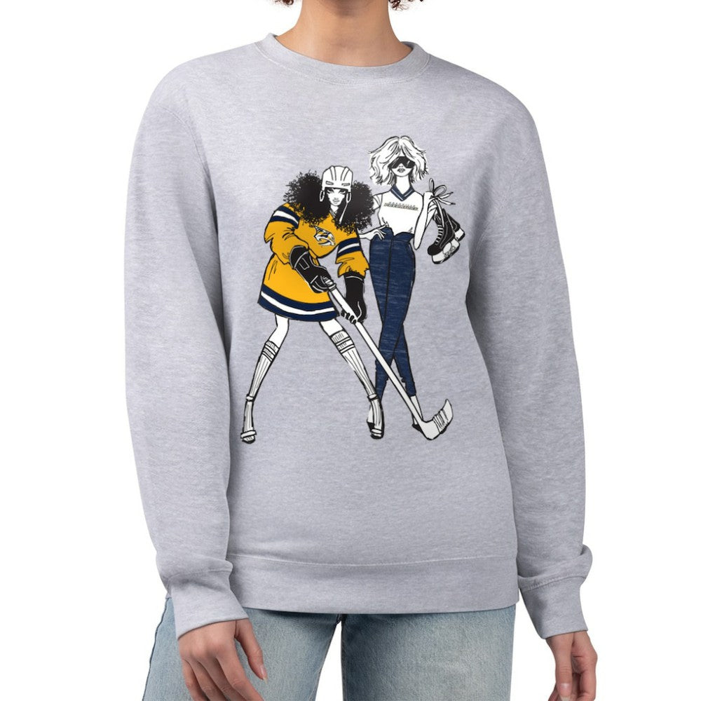 Nashville Predators G-III 4Her by Carl Banks Women's Hockey Girls Team Graphic Fleece Pullover Sweatshirt - Heather Gray | US 201411742