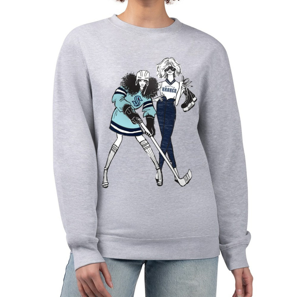 Seattle Kraken G-III 4Her by Carl Banks Women's Hockey Girls Team Graphic Fleece Pullover Sweatshirt - Heather Gray | US 201411746