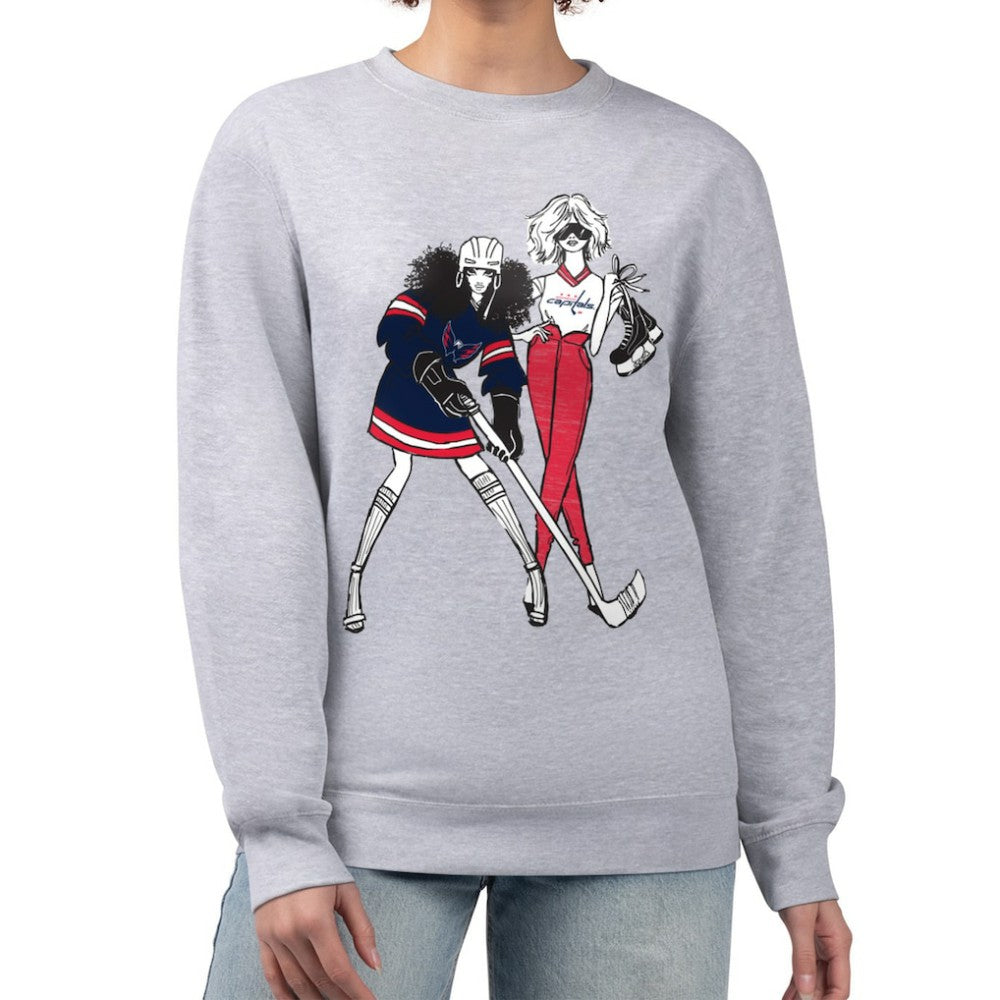 Washington Capitals G-III 4Her by Carl Banks Women's Hockey Girls Team Graphic Fleece Pullover Sweatshirt - Heather Gray | US 201411753