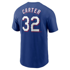 Evan Carter Texas Rangers Nike Fuse Name & Number T-Shirt - Royal T-shirts