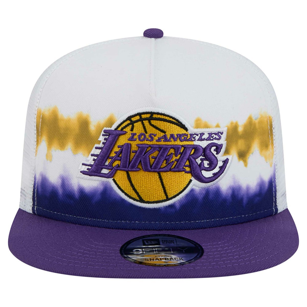 Los Angeles Lakers Dip-Dye 9FIFTY A-Frame Trucker Snapback Hat White/Purple - New Era