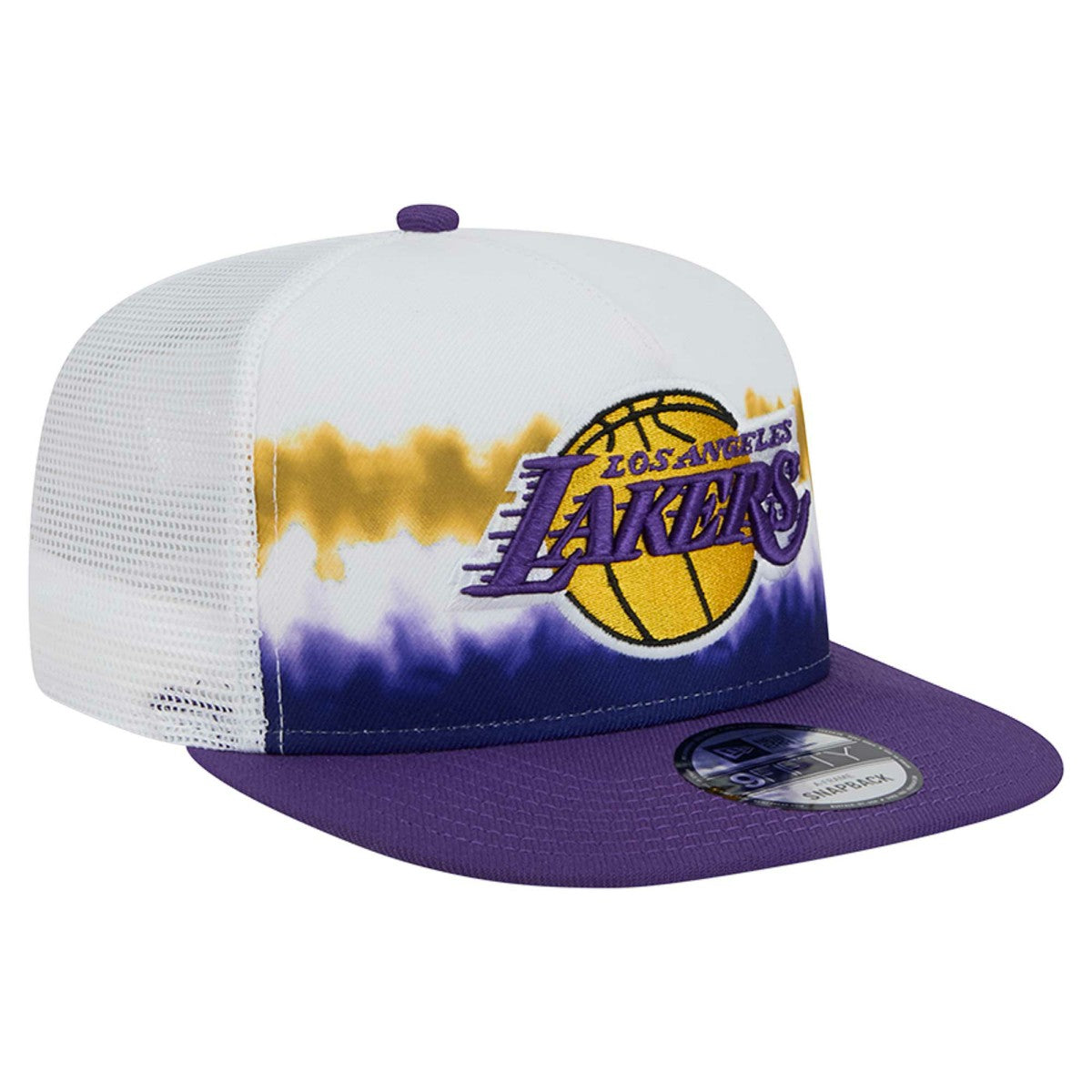 Los Angeles Lakers Dip-Dye 9FIFTY A-Frame Trucker Snapback Hat White/Purple - New Era