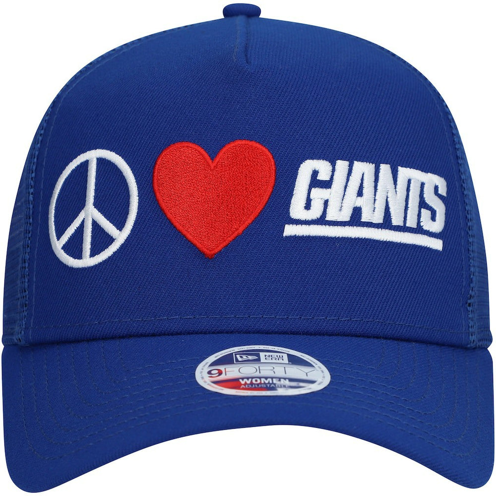 New York Giants New Era Women's Peace & Love Trucker 9FORTY Adjustable Hat - Royal Hats