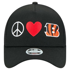 Cincinnati Bengals New Era Women's Peace & Love Trucker 9FORTY Adjustable Hat - Black Hats